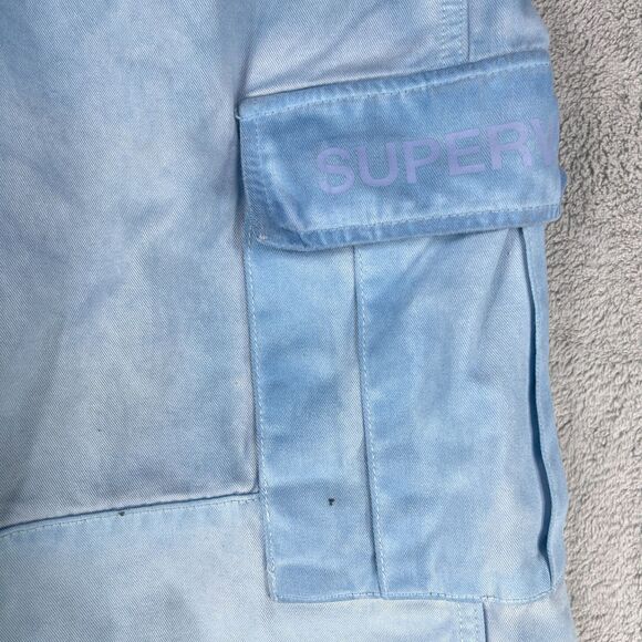 Supervsn Studios Cargo Pants Mens Medium Blue Logo Mid Rise Straight Leg Pockets - Picture 3 of 16
